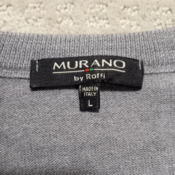 Murano By Roffi V Neck Extra Fine Lightweight Wool Sweater Mens Size Large Gray - Picture 2 of 12